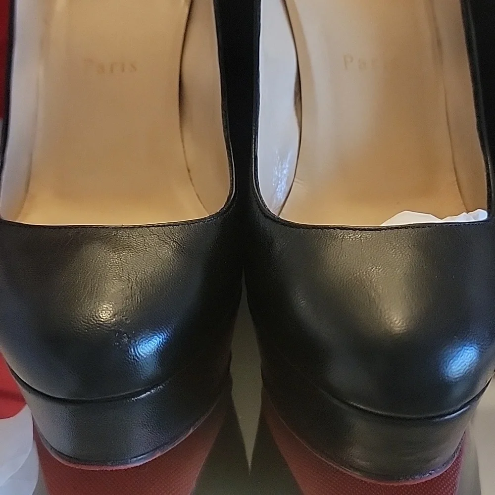 Christian Louboutin Black Kid Leather Bianca 140 Heel Pumps - Picture 2 of 13